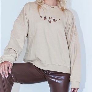 Princess Polly beige fly away butterfly sweater